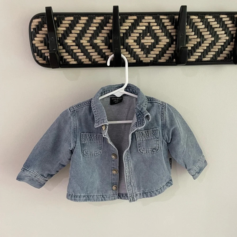 Little Bipsy - Denim Chambray Button Down Jean Jacket - Size 0-6 Months - Picture 4 of 6